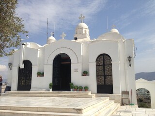 white church in island
