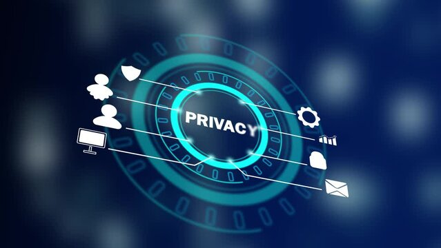 Privacy text with icon animation. business privacy technology concept icon.