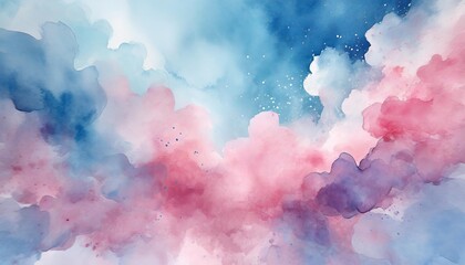 watercolor pink and light blue background watercolor background with clouds