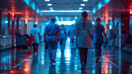 Emergency Care: Doctors and Nurses Rushing to Attend to Patients in the ER - obrazy, fototapety, plakaty