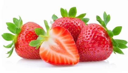 Foto op Plexiglas strawberry slices isolated on the white background © Debbie
