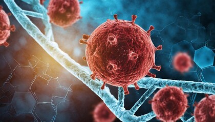 cells flowing with dangerous on color background