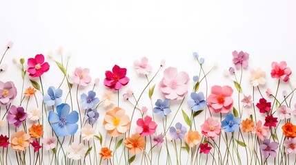 spring beautiful flowers on white background, generative ai