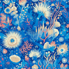 Fototapeta na wymiar Seamless Coral Patterns seamless tile Wallpaper- Ai Generated