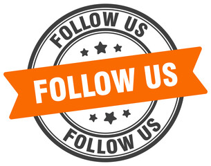 Fototapeta premium follow us stamp. follow us label on transparent background. round sign