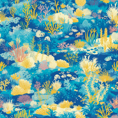 Seamless Coral Patterns Wallpaper seamless Tile- Ai Generated