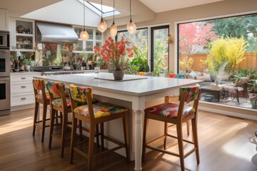 Fototapeta premium modern kitchen with countertops colorful and playful patterns interior designer professional advertising photography