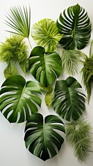 Vibrant Monstera Leaves and Ferns