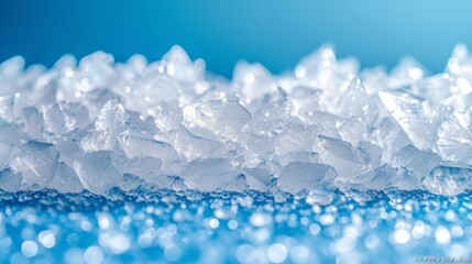 Ice crystals on a blue background