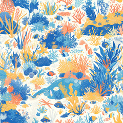 Seamless Coral Patterns Wallpaper seamless Tile- Ai Generated