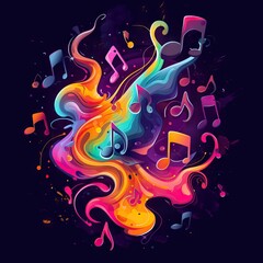 Background of vibrant music splash. Generative AI - 733057551