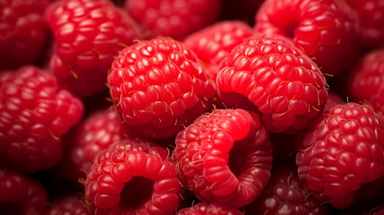 Close-Up of Ripe Raspberries with a Vibrant Red Hue