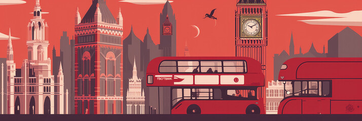 London city panorama, urban landscape with modern buildings. Business travel and travelling of landmarks. Illustration, web background. Skyscraper silhouette. United Kingdom