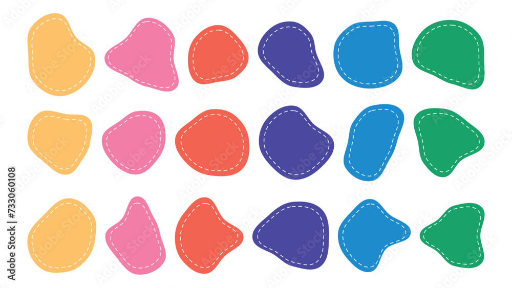 Poster collection of paint liquid colorful speech blotch spot irregular vector form isolated on transparent