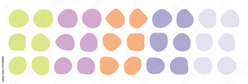 Poster liquid shapes collection. trendy color round abstract organic elements set isolated on transparent b