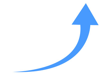 blue arrows curved graph on transparent background