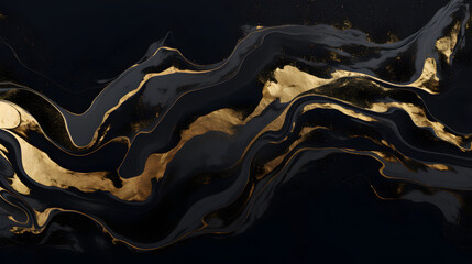 background of the waves, gold and black liquid background