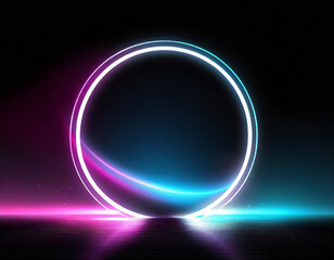 Glowing Vector Spectrum: Vibrant Neon Loop with Space for Text