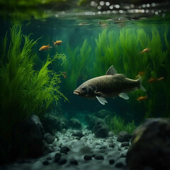 underwater world of the river.