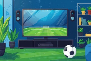 Streaming tv of a soccer match in a stadium. Generative AI - 733061537