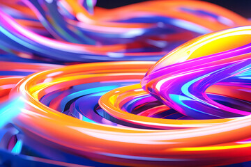 Neon Spectrum Euphoria: Futuristic 3D Render with Vibrant Abstract Shapes. generative AI