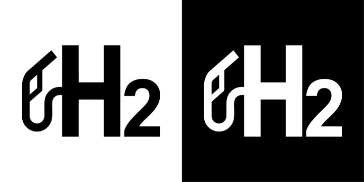 ofvs532 OutlineFilledVectorSign ofvs - h2 hydrogen vector icon . hydrogen filling station logo . isolated transparent . black outline and filled version . AI 10 / EPS 10 / PNG . g11875