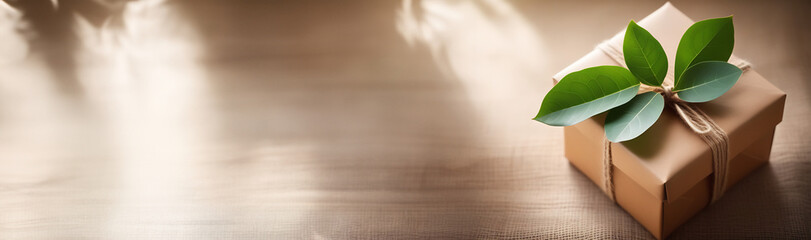 Gift in craft paper with eucalyptus sprig, Eco-friendly