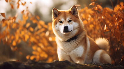 Akita with a stoic expression and majestic demeanor