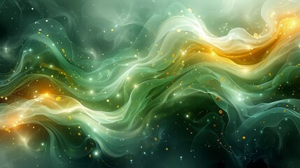 Colorful Abstract St. Patrick's Day Graphic Background: Vibrant green, gold, and white motifs create a cheerful festive ambiance.