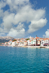 Fototapeta na wymiar popular Tourist Resort of Baska on Krk Island,adriatic Sea,Croatia