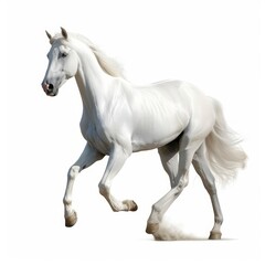 Obraz na płótnie Canvas White arabian horse isolated over a white background with clipping path. Full Depth of field. Focus stacking. Generative AI 