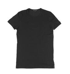 Front view of black t-shirt mockup, clean and straightforward display. Apparel design