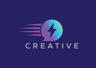 Minimalist Fast chat logo design vector template. Creative modern quick chat logo