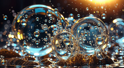Abstract background with transparent bubbles.