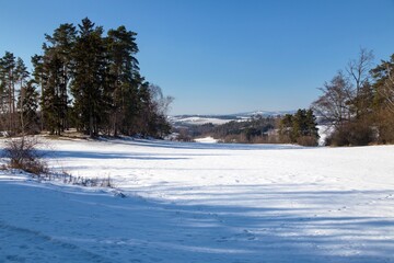 Bohemian and Moravian highland landscape, winter view