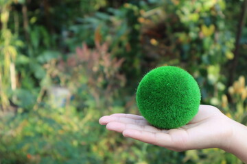 Net zero and carbon neutral concept, Green Globe on a green background.