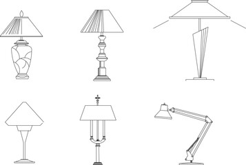 vector design illustration, sketch of a decorative table lamp in the roo
