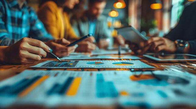 Actual Team Engagement: Business Professionals Gathering for Social Media and Startup Project Planning, Utilizing Tablets for Data Analysis