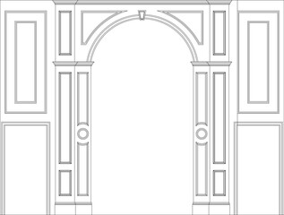 vector design illustration, sketch of a vintage classic gate design drawing