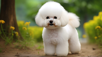 Bichon Frise with a fluffy tail and charming appearance
