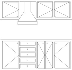 vector design illustration, sketch of kitchen set furniture