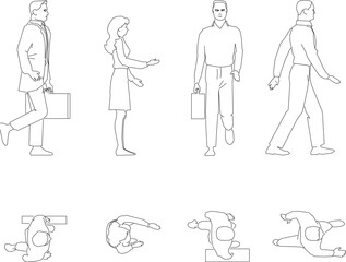 Vector illustration design sketch of office people going to work