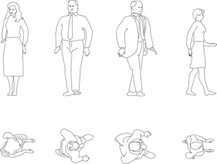 Vector illustration design sketch of office people going to work