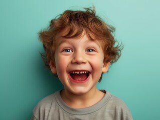 Happy and Joyful young boy laughing cheerfully, isolated Background.