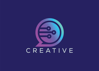 Minimalist Technology modern chat logo design vector template. Creative modern chat logo