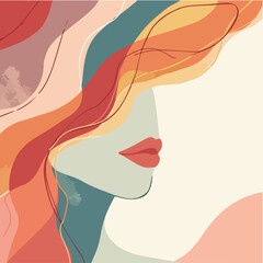 woman face illustration background copy space