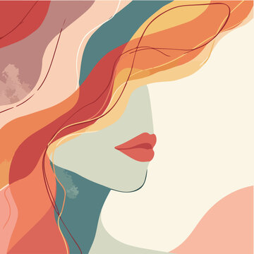 woman face illustration background copy space