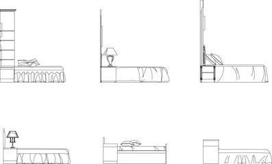 side view of bed furniture sketch vector design illustration