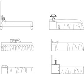 side view of bed furniture sketch vector design illustration