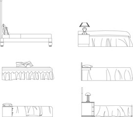 side view of bed furniture sketch vector design illustration